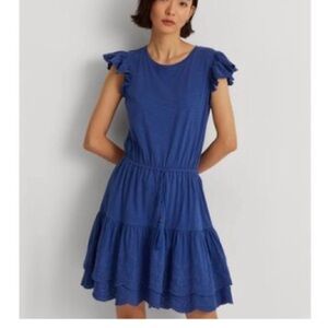 Lauren Ralph Lauren Eyelet Jersey Dress Blue (Black Label) Size 12
